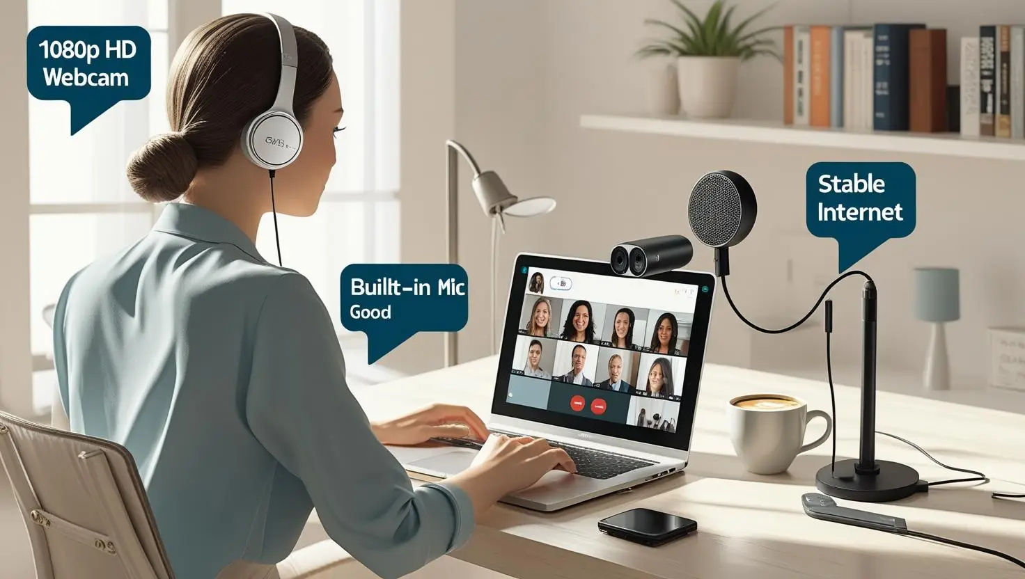 Student attending a Zoom class using a webcam – how to choose the right webcam guide